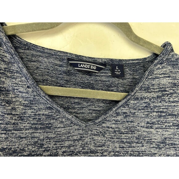 Lands' End Womens Top Long Sleeve Blue Heather Size Large Back Opening - Picture 8 of 9